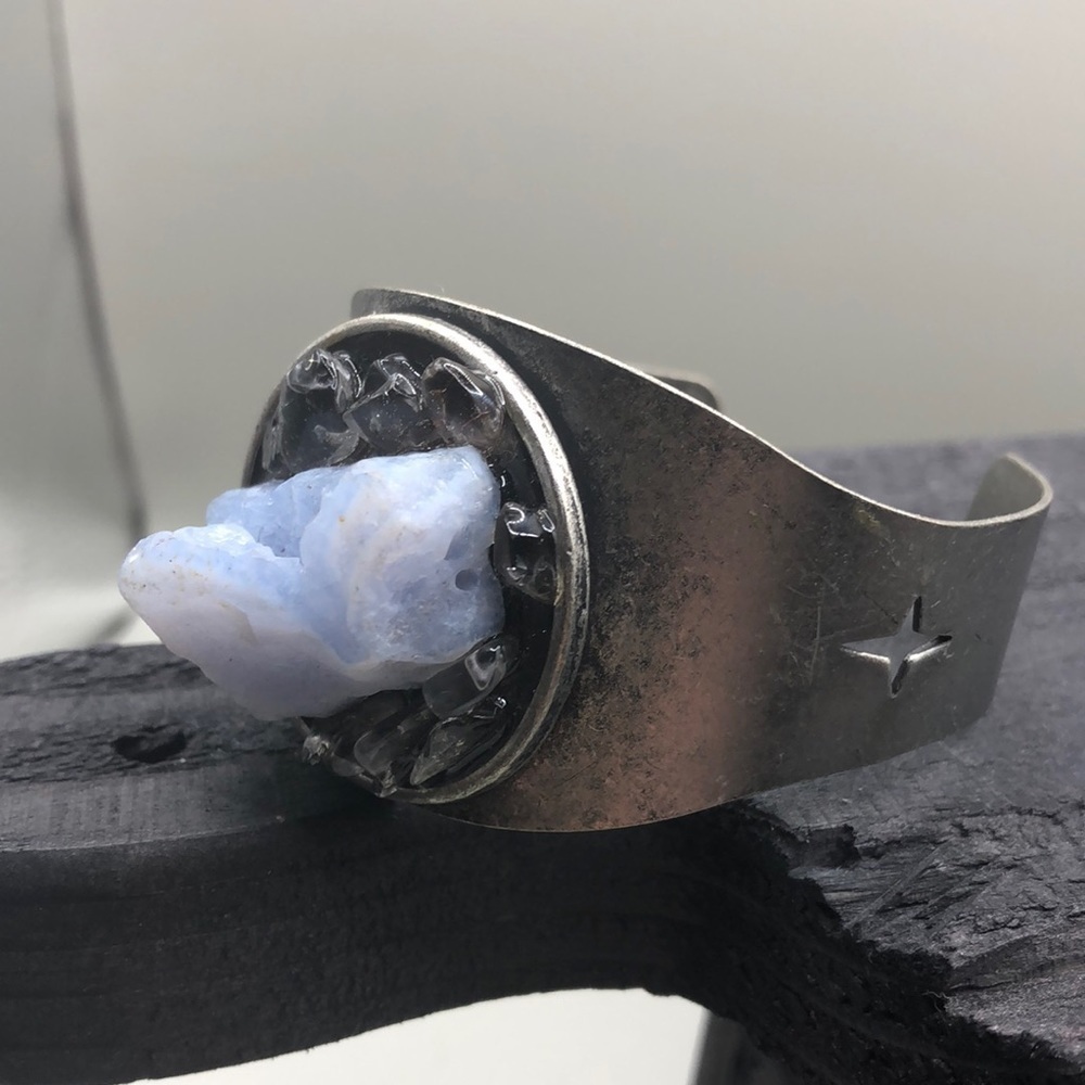 Artisan boho festival statement cuff bracelet druzy.